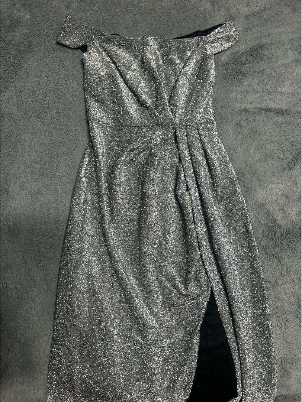 Shine Bright in an Aqua Silver Off-the-Shoulder Dress! - Picture 5 of 5